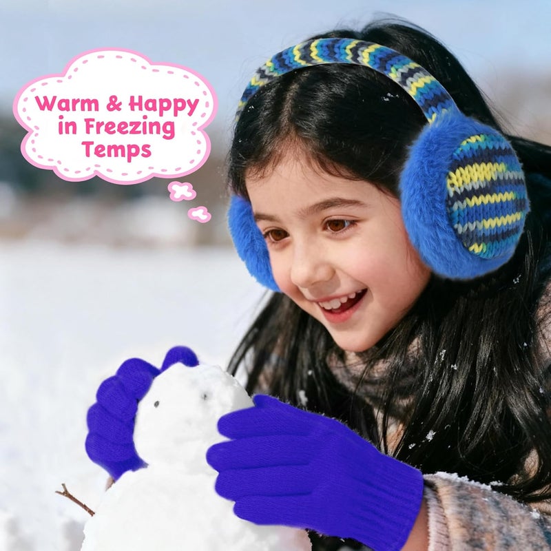 SEDUXI Kids Winter Ear Muffs with Gloves Set - Plush Knit Earmuffs & Mittens, Adjustable Soft Ear Warmers for Boys Girls 3-16 Years - Image 4